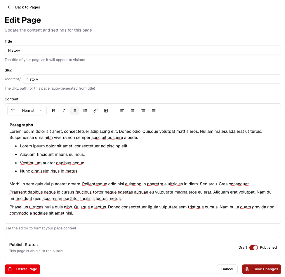 CertHub CMS content editor